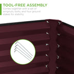 Outdoor Metal Raised Garden Bed for Vegetables, Flowers, Herbs - 6x3x2ft