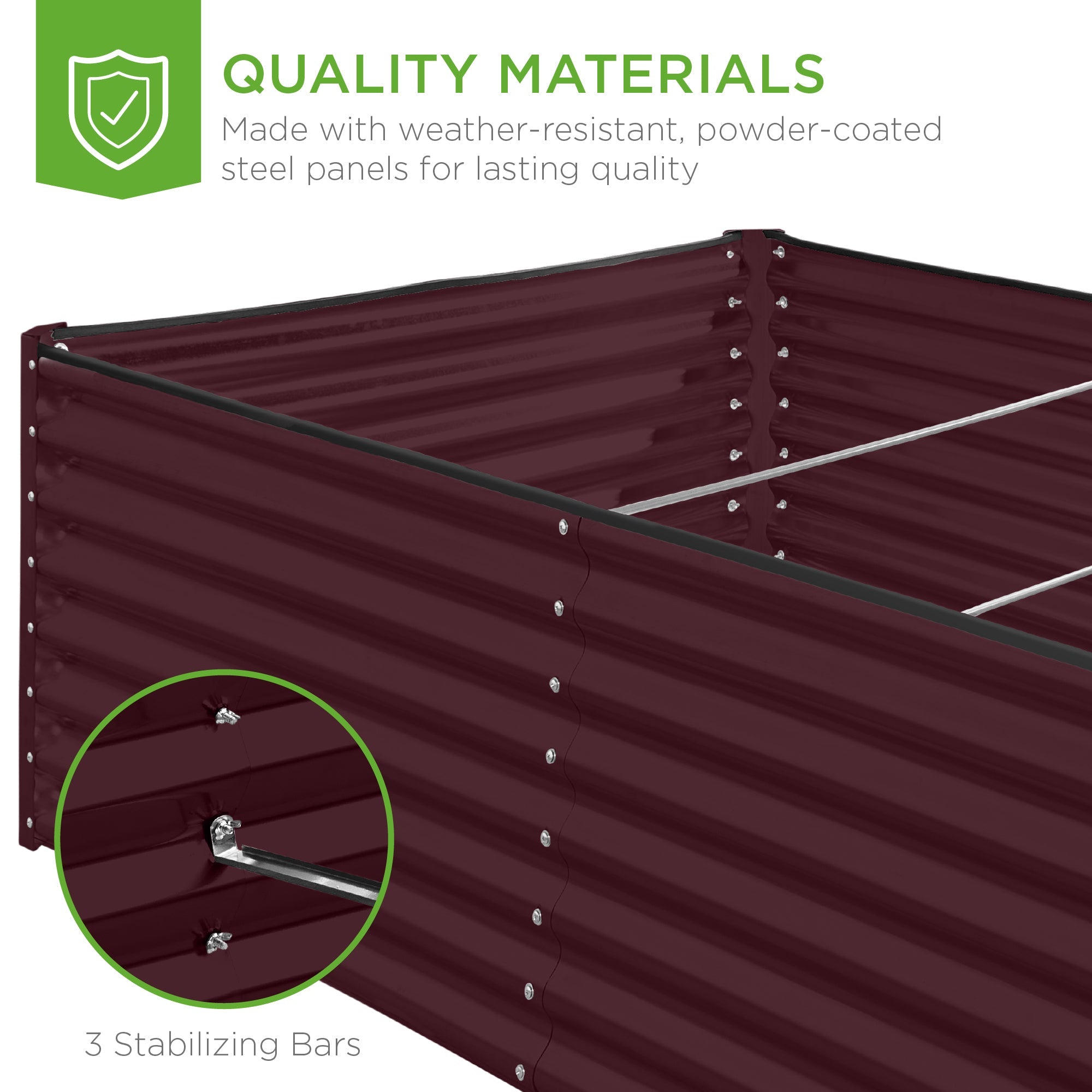 Outdoor Metal Raised Garden Bed for Vegetables, Flowers, Herbs - 8x4x2ft
