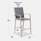 Set of 2 Outdoor Barstools, Patio Chairs w/ Footrests, All-Weather Mesh