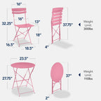 3-Piece Small Folding Patio Bistro Set w/ 2 Chairs