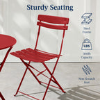 3-Piece Small Folding Patio Bistro Set w/ 2 Chairs