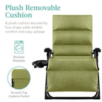 Oversized Zero Gravity Chair, Folding Outdoor Recliner w/ Removable Cushion