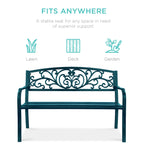 Steel Bench for Outdoor, Patio, Garden w/ Floral Design - 50in
