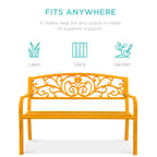 Steel Bench for Outdoor, Patio, Garden w/ Floral Design - 50in
