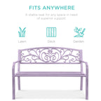 Steel Bench for Outdoor, Patio, Garden w/ Floral Design - 50in