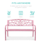 Steel Bench for Outdoor, Patio, Garden w/ Floral Design - 50in