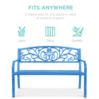 Steel Bench for Outdoor, Patio, Garden w/ Floral Design - 50in