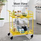 2-Tier Rolling Bar Cart Indoor/Outdoor w/ Shelves, Wine Rack, Locking Wheels