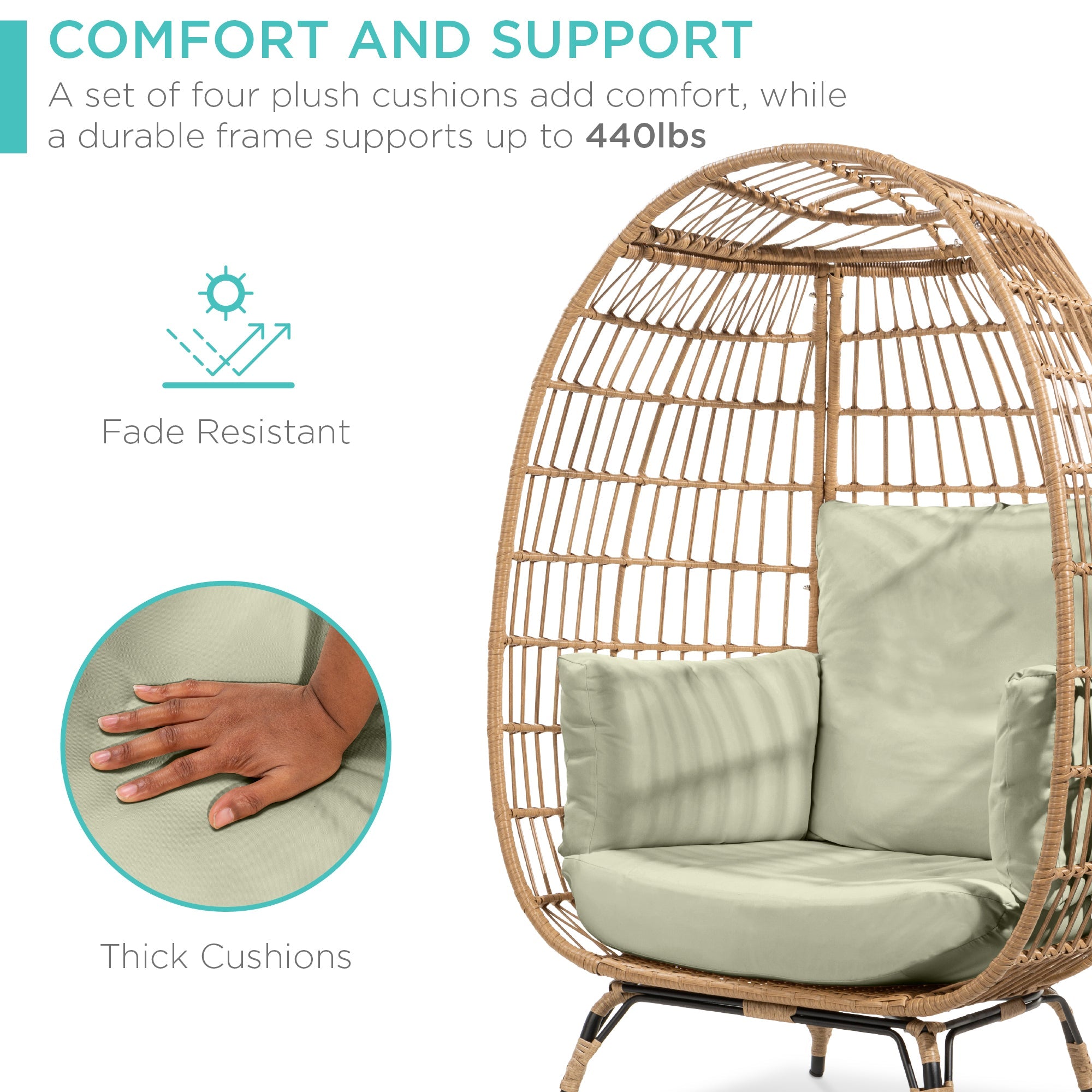 Wicker Egg Chair Oversized Indoor Outdoor Patio Lounger