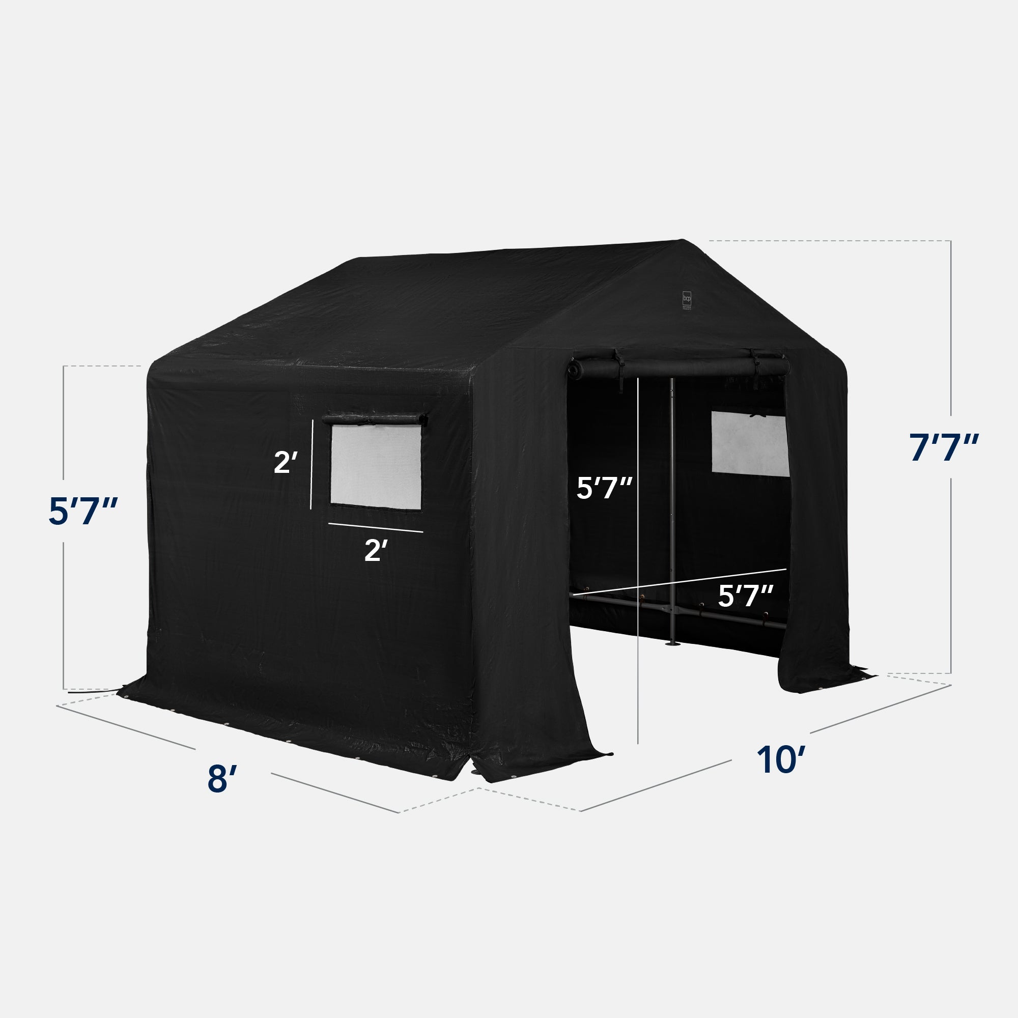 Outdoor Fabric Storage Shed w/ Metal Frame, Dual Zipper Doors - 10x8ft