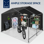 Outdoor Fabric Storage Shed w/ Metal Frame, Dual Zipper Doors - 10x8ft