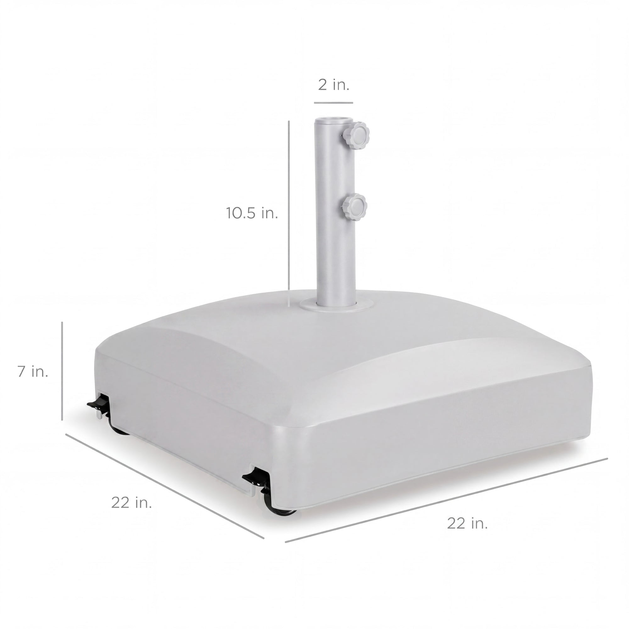 Fillable Mobile Umbrella Base Stand w/ 4 Wheels, 2 Locks, 123lb Capacity