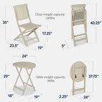 3-Piece Acacia Wood Bistro Set w/ Folding Table, 2 Chairs