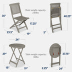3-Piece Acacia Wood Bistro Set w/ Folding Table, 2 Chairs