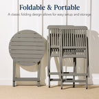 3-Piece Acacia Wood Bistro Set w/ Folding Table, 2 Chairs