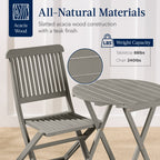 3-Piece Acacia Wood Bistro Set w/ Folding Table, 2 Chairs