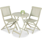 3-Piece Acacia Wood Bistro Set w/ Folding Table, 2 Chairs