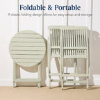 3-Piece Acacia Wood Bistro Set w/ Folding Table, 2 Chairs