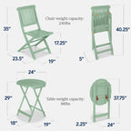3-Piece Acacia Wood Bistro Set w/ Folding Table, 2 Chairs