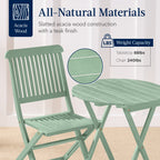 3-Piece Acacia Wood Bistro Set w/ Folding Table, 2 Chairs