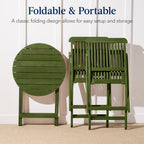 3-Piece Acacia Wood Bistro Set w/ Folding Table, 2 Chairs