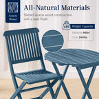 3-Piece Acacia Wood Bistro Set w/ Folding Table, 2 Chairs