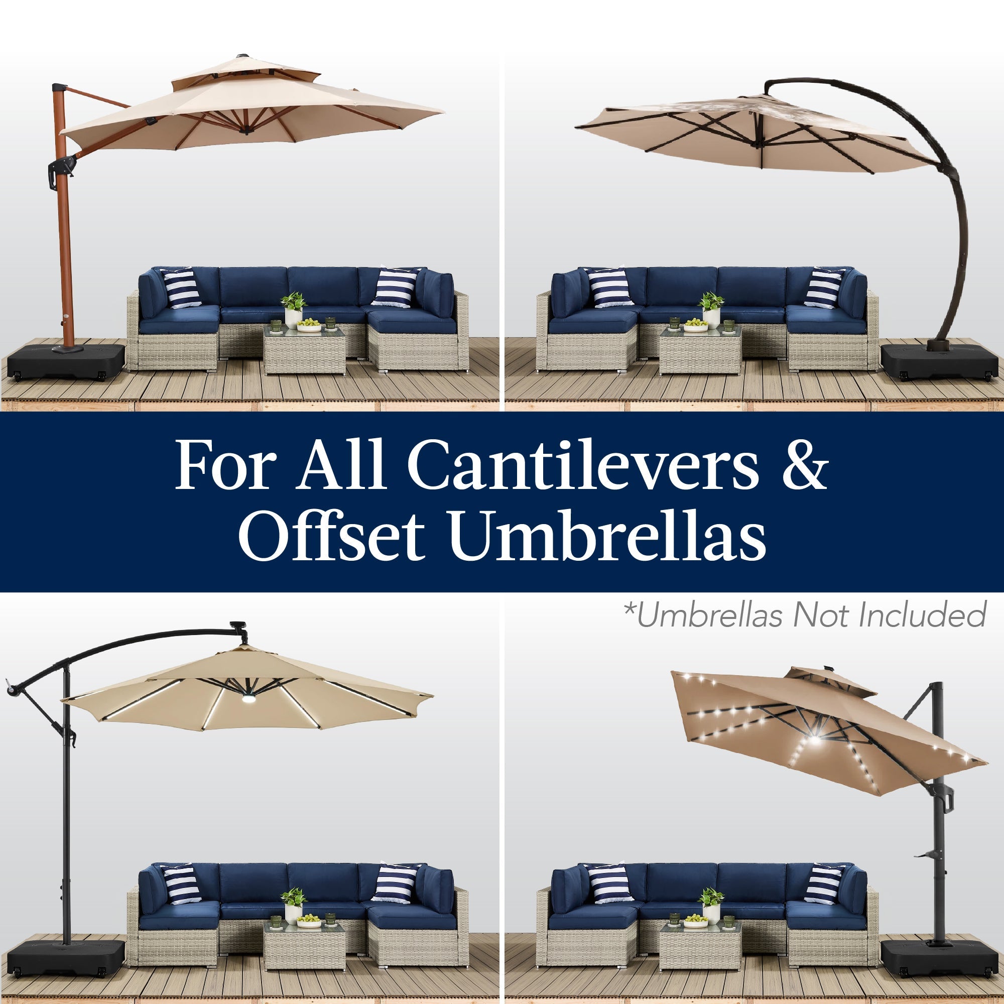 Outdoor Cantilever Base w/ Wheels, Locks, Fillable 330lb Capacity