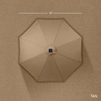 Woodgrain Pattern Solar LED Lighted Patio Umbrella w/ Adjustable Tilt - 10ft