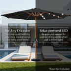 Woodgrain Pattern Solar LED Lighted Patio Umbrella w/ Adjustable Tilt - 10ft