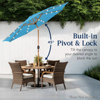 Woodgrain Pattern Solar LED Lighted Patio Umbrella w/ Adjustable Tilt - 10ft