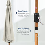 Woodgrain Pattern Solar LED Lighted Patio Umbrella w/ Adjustable Tilt - 10ft