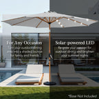 Woodgrain Pattern Solar LED Lighted Patio Umbrella w/ Adjustable Tilt - 10ft
