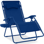 Oversized Reclining Zero Gravity Chair Lounger w/ Cup Holder, Pillow