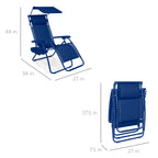 Folding Zero Gravity Recliner Patio Lounge Chair w/ Canopy, Side Tray