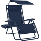Folding Zero Gravity Recliner Patio Lounge Chair w/ Canopy, Side Tray