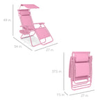 Folding Zero Gravity Recliner Patio Lounge Chair w/ Canopy, Side Tray