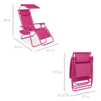 Folding Zero Gravity Recliner Patio Lounge Chair w/ Canopy, Side Tray