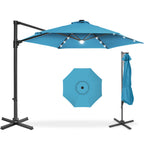 360 LED Rotating Cantilever Offset Patio Umbrella - 10ft