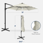 360 LED Rotating Cantilever Offset Patio Umbrella - 10ft