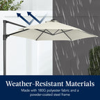 360 LED Rotating Cantilever Offset Patio Umbrella - 10ft