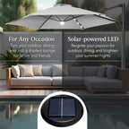 360 LED Rotating Cantilever Offset Patio Umbrella - 10ft