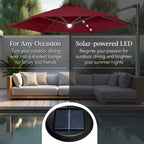 360 LED Rotating Cantilever Offset Patio Umbrella - 10ft