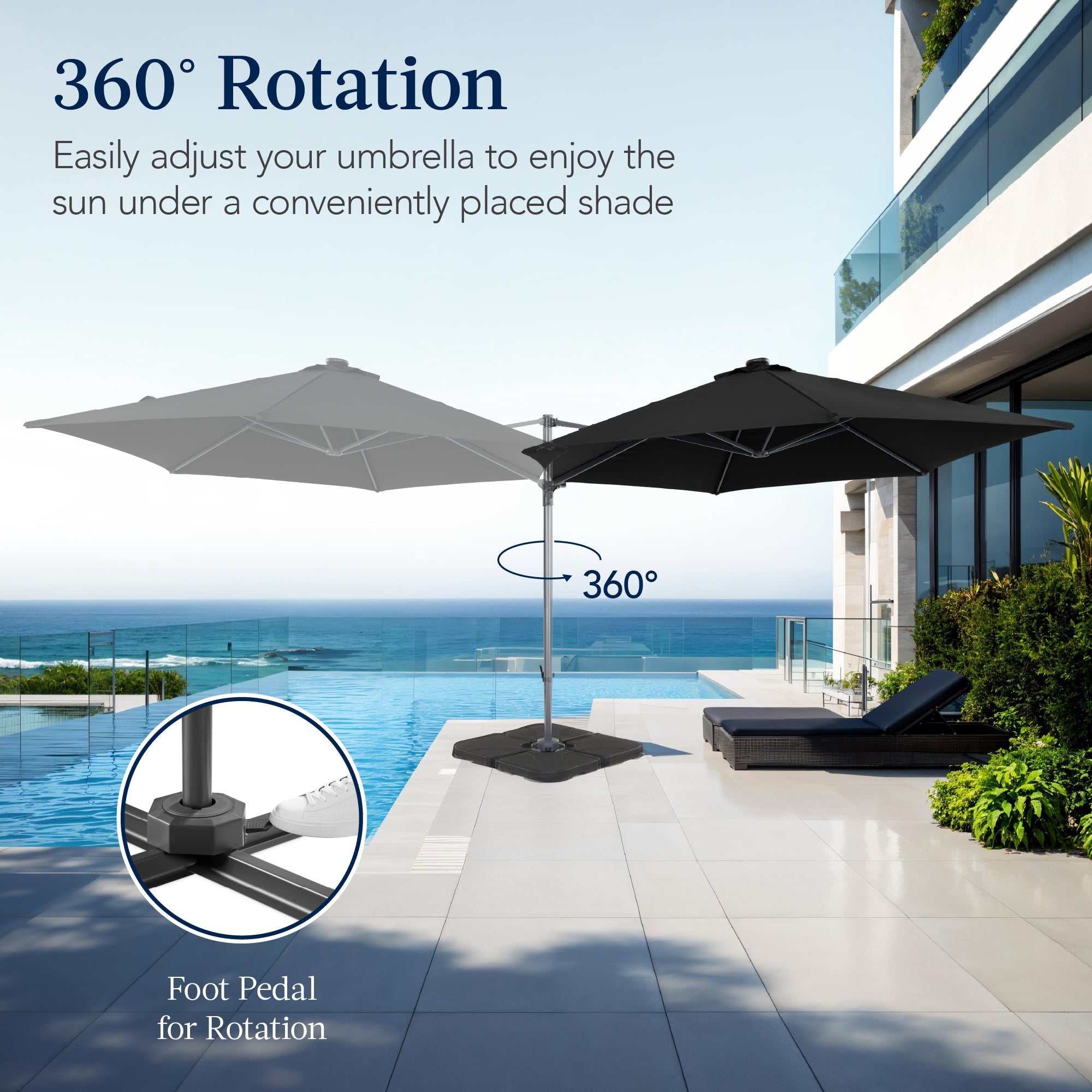 360 Rotating Cantilever Offset Patio Umbrella - 10ft