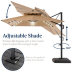 9x12ft 2-Tier Outdoor Solar LED Cantilever Patio Umbrella