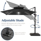 9x12ft 2-Tier Outdoor Solar LED Cantilever Patio Umbrella