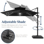 9x12ft 2-Tier Outdoor Solar LED Cantilever Patio Umbrella