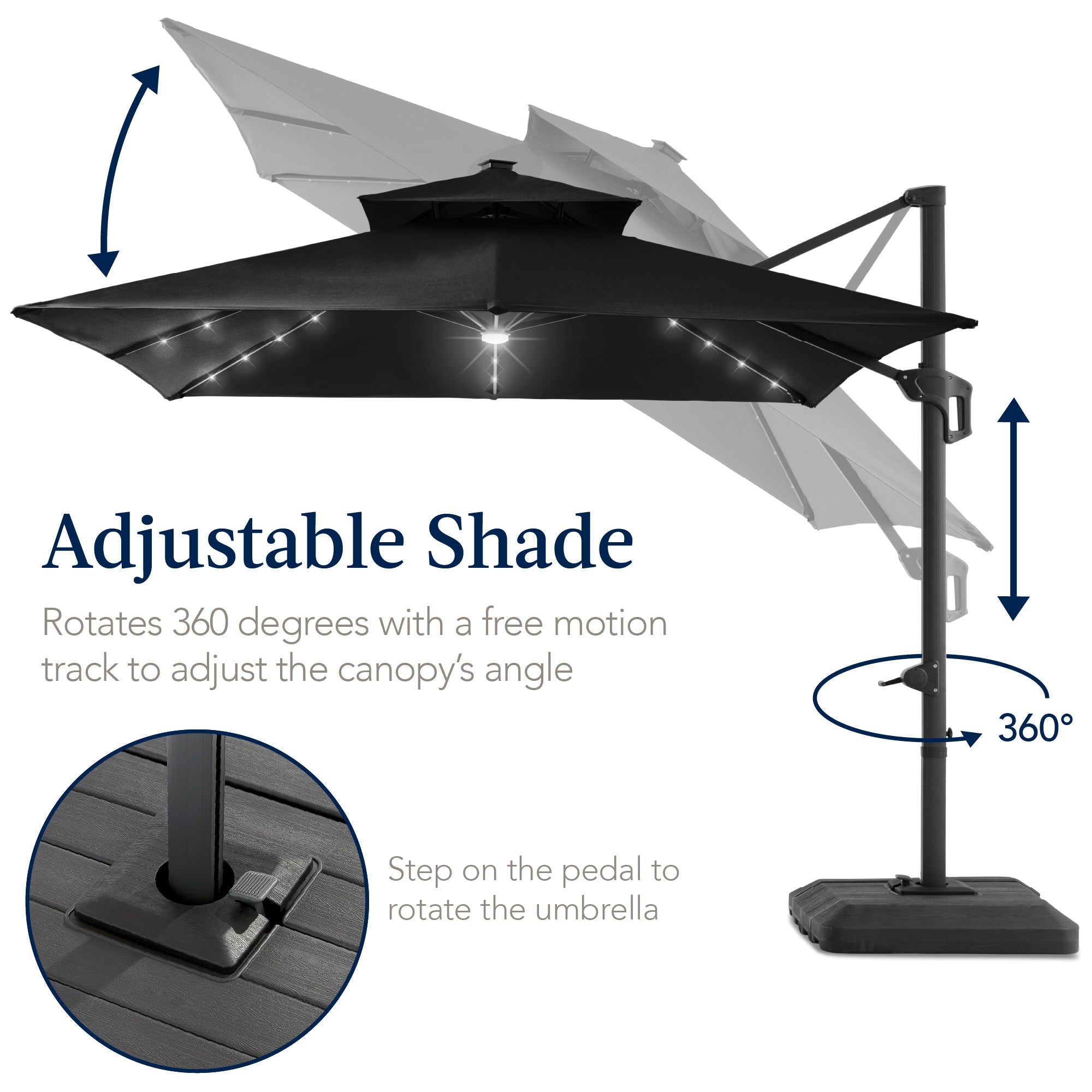 9x12ft 2-Tier Outdoor Solar LED Cantilever Patio Umbrella