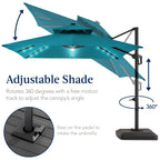 9x12ft 2-Tier Outdoor Solar LED Cantilever Patio Umbrella