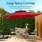 9x12ft 2-Tier Outdoor Solar LED Cantilever Patio Umbrella