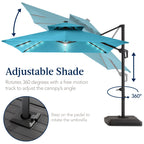 9x12ft 2-Tier Outdoor Solar LED Cantilever Patio Umbrella